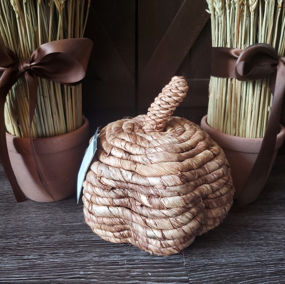 woven corn husk pumpkin home decor thanksgiving